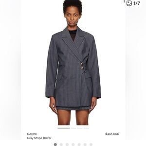 Ganni Charcoal Pinstripe Blazer
